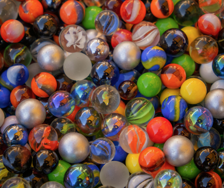 Hundreds of marbles in all different colors.