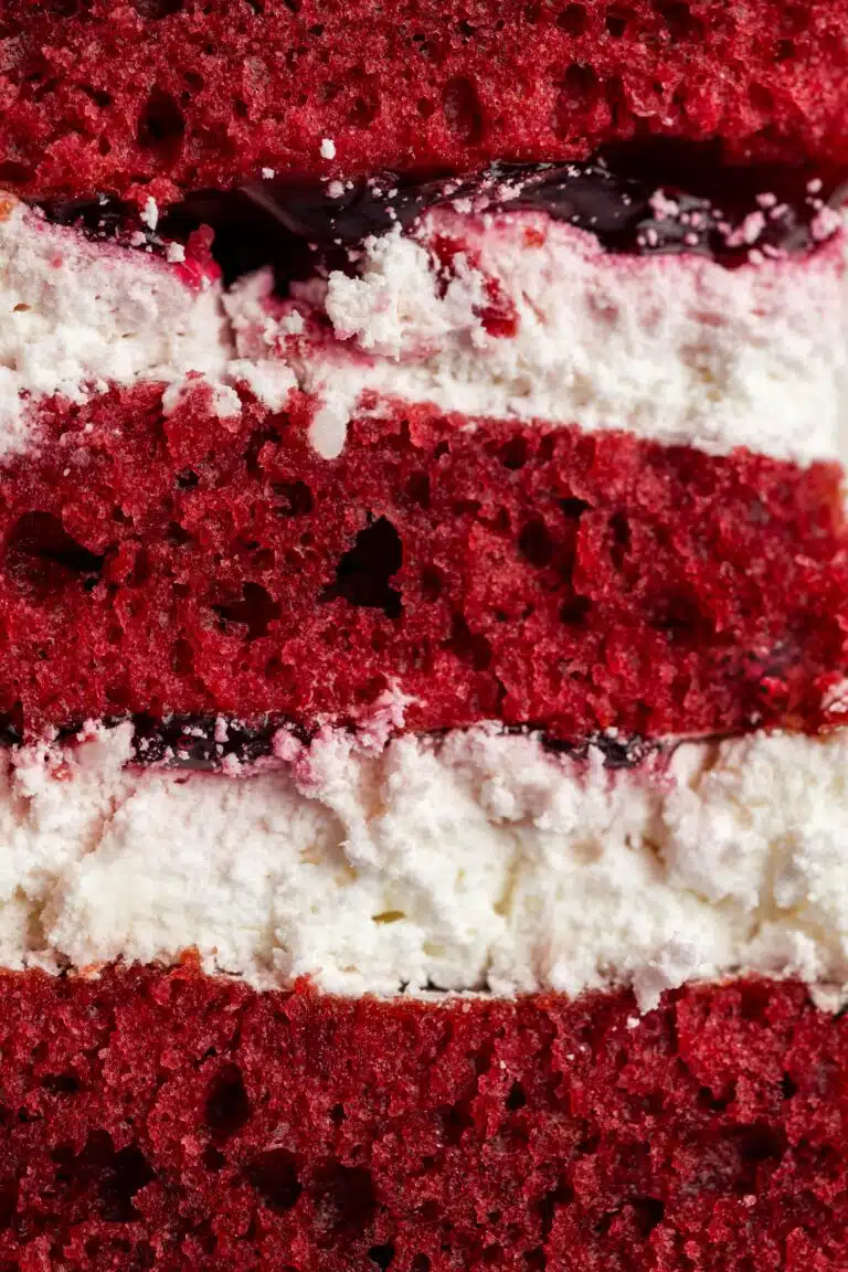 Red and White cake layers.