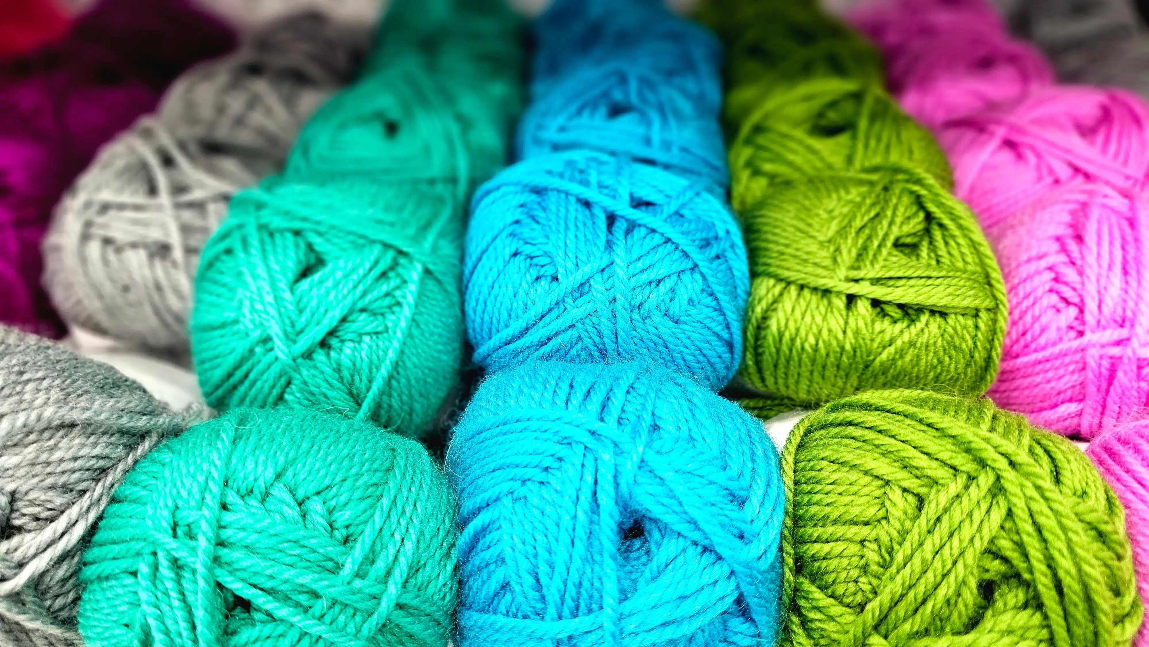 Colorful balls of yarn.