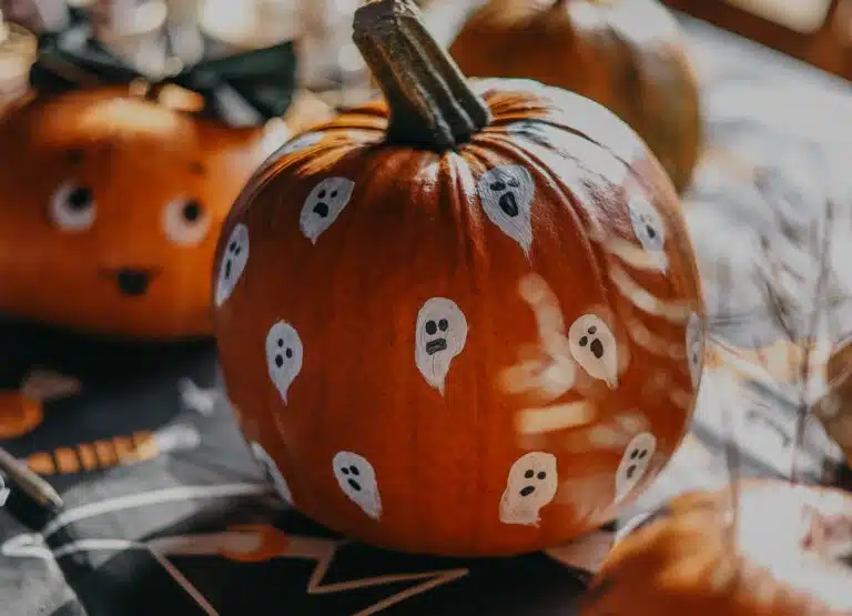 Painted pumpkins.